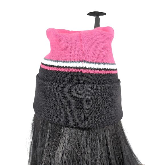 T-Mobile Reversible Unisex One Size Magenta & Black Knit Beanie Winter Hat - New - Picture 3 of 13